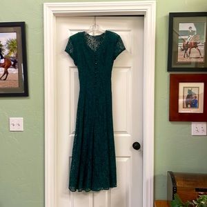 Full length lace dress.